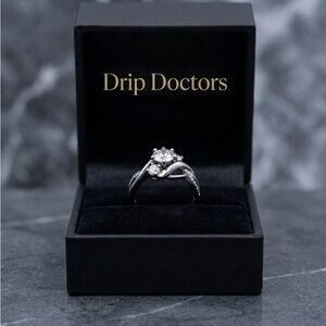 Solitaire Moissanite Engagement Ring S925 Sterling Silver Twisted Band‼️